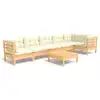 Image de Vidaxl salon de jardin 7 pcs avec coussins crème bois de pin