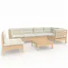 Image de Vidaxl salon de jardin 7 pcs avec coussins crème bois de pin