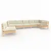 Image de Vidaxl salon de jardin 7 pcs avec coussins crème bois de pin