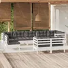 Image de vidaXL Salon de jardin 9 pcs avec coussins blanc bois de pin massif 3096527