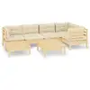 Image de Vidaxl salon de jardin 7 pcs avec coussins crème bois de pin massif