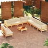 Image de vidaXL Salon de jardin 12 pcs avec coussins crème Bois de pin massif 3096857