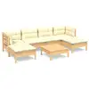 Image de Vidaxl salon de jardin 7 pcs avec coussins crème bois de pin