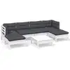 Image de Vidaxl salon de jardin 7 pcs avec coussins blanc bois de pin