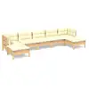 Image de Vidaxl salon de jardin 7 pcs avec coussins crème bois de pin