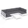 Image de Vidaxl salon de jardin 7 pcs avec coussins blanc bois de pin massif