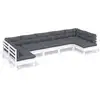 Image de Vidaxl salon de jardin 7 pcs avec coussins blanc bois de pin massif