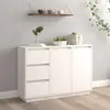 Image de Buffet Blanc 111x34x75 Cm Bois Massif De Pin Vidaxl