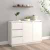 Image de vidaXL Buffet Blanc 111x34x75 cm Bois massif de pin 813805
