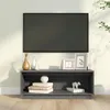 Image de vidaXL Meuble TV Gris 90x35x35 cm Bois de pin massif 813831