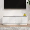 Image de Meuble Tv Blanc 110x34x40 Cm Bois De Pin Massif Vidaxl