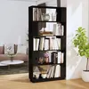Image de Bibliothèque - Noir - 80x25x1635 cm - Bois massif - Étagère polyvalente - Design contemporain