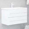 Image de Armoire D'évier Avec Lavabo Intégré Blanc Aggloméré Vidaxl