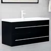 Image de Armoire D'évier Avec Lavabo Intégré Noir Aggloméré Vidaxl