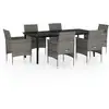 Image de Vidaxl ensemble à manger de jardin coussins 7pcs gris et noir
