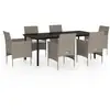 Image de Vidaxl ensemble à manger de jardin coussins 7 pcs beigenoir
