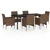 Image de Vidaxl ensemble à manger de jardin coussins 7 pcs marronnoir