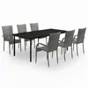 Image de vidaXL Ensemble de salle à manger de jardin 7 pcs Gris et noir