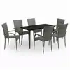 Image de Vidaxl ensemble à manger de jardin 7 pcs gris et noir