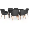 Image de Vidaxl mobilier de salle à manger de jardin avec coussins 7 pcs noir