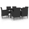 Image de Vidaxl mobilier à dîner de jardin coussins 7 pcs résine tressée verre