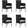 Image de Chaises De Jardin Coussins Blanc Crème 4pcs Noir Résine Tressée Vidaxl