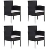 Image de vidaXL Chaises de jardin coussins blanc crème 4pcs noir résine tressée 318727