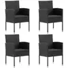 Image de Chaises De Jardin Coussins Noir Lot De 4 Noir Résine Tressée Vidaxl