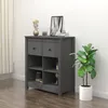 Image de Buffet Gris 70x35x80 Cm Bois Massif De Pin Vidaxl