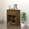 Image de Buffet Marron Miel 70x35x80 Cm Bois Massif De Pin Vidaxl