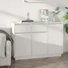 Image de Buffet - Blanc - Bois Massif de Pin - 3 Portes - 2 Tiroirs - 110x34x75 cm