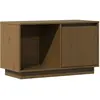 Image de Meuble Tv Marron Miel 74x35x44 Cm Bois De Pin Massif Vidaxl
