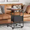 Image de Table D'appoint Avec Roues Noir 55x36x63,5 Cm Bois D'ingénierie Vidaxl