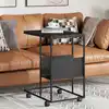 Image de Table D'appoint Avec Roues Noir 55x36x63,5 Cm Bois D'ingénierie Vidaxl