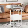 Image de Table D'appoint Avec Roues Blanc 55x36x63,5cm Bois D'ingénierie Vidaxl