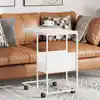 Image de Table D'appoint Avec Roues Blanc 55x36x63,5cm Bois D'ingénierie Vidaxl