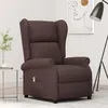 Image de Fauteuil Inclinable Électrique À Oreilles Marron Foncé Tissu Vidaxl