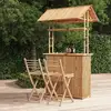 Image de Ensemble de Bar en Bambou 3 Pcs Vidaxl Design Tropicale avec Toit pour Jardin ou Terrasse