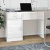 Image de Bureau Avec Tiroir Et Armoire Blanc Brillant 100x40x73 Cm Vidaxl