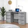 Image de Bureau Sonoma Gris 140x50x77 Cm Bois D'ingénierie Vidaxl