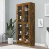 Image de vidaXL Armoire à Vitrine Bibliothèque Support à Livres Meuble de Rangement Salle de Séjour Intérieur Chêne Fumé 815621