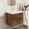 Image de Armoire De Lavabo Chêne Fumé 60x38,5x45 Cm Bois D'ingénierie Vidaxl