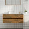 Image de Armoire De Lavabo Chêne Fumé 100x38,5x45 Cm Bois D'ingénierie Vidaxl