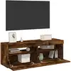 Image de Meubles Tv 2 Pcs Avec Lumières Led Chêne Fumé 60x35x40 Cm Vidaxl
