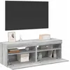 Image de vidaXL 2x Meubles TV avec Lumières LED Armoires Basses Centres de Divertissement Armoires Média Salon Salle de Séjour Sonoma 815681