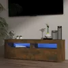 Image de vidaXL Meuble TV avec Lumières LED Armoire Basse Centre de Divertissement Armoire Média Salon Salle de Séjour Intérieur 815684