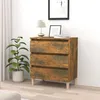 Image de Buffet - Chêne Fumé - 60x35x69 cm - 3 Tiroirs - Bois dingénierie - Design Contemporain