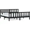 Image de Cadre De Lit Sans Matelas Noir Bois Massif 200x200 Cm Vidaxl