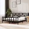 Image de Cadre De Lit Sans Matelas Noir Bois Massif 200x200 Cm Vidaxl