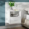 Image de vidaXL Table de chevet murale Blanc brillant 811019